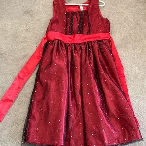 Girls red sequin Cherokee dress. Satin belt. Size 12